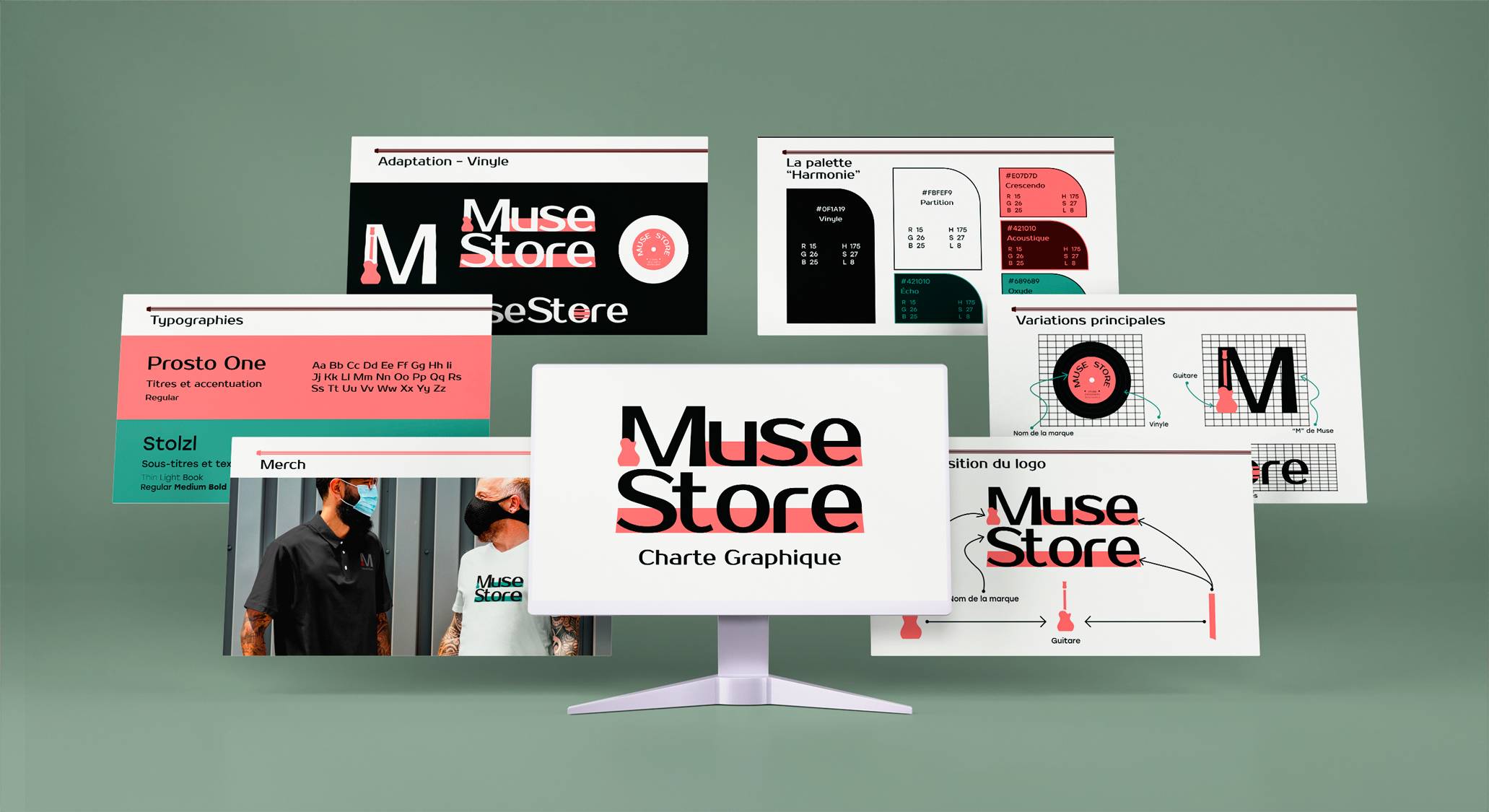 Représentation de la charte graphique de Muse Store