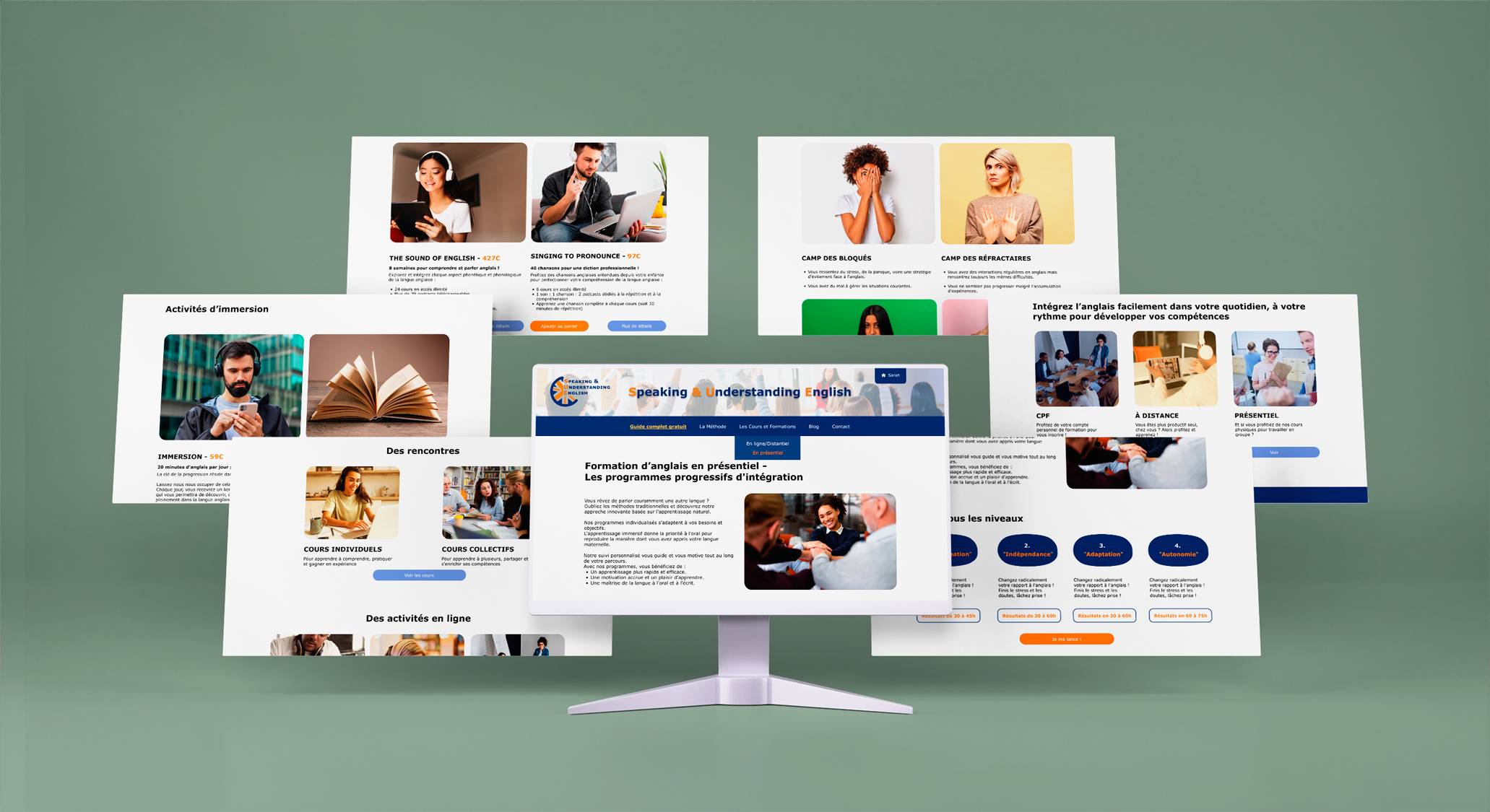 Représentation du site web de SUE, un apprentissage de l'anglais